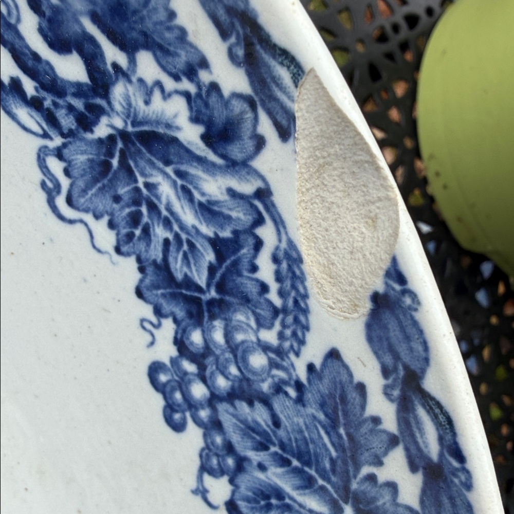 Antique English blue and white transferware pastoral scene serving bowl. - Picture 2 of 11